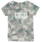 Retired Under New Management See My Wife for Details Ladies Curvy Tee - Vintage Camo