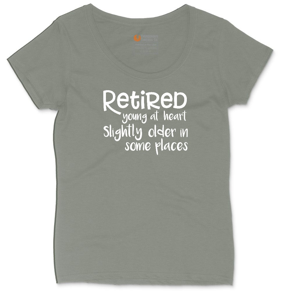 Retired Young at Heart Ladies Curvy Tee - Bamboo Blackout