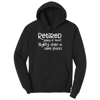 Retired Young at Heart Ladies Hoodie - Jet Black