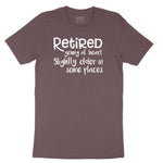 Retired Young at Heart Ladies Short Sleeve Tee - Sangria Blackout