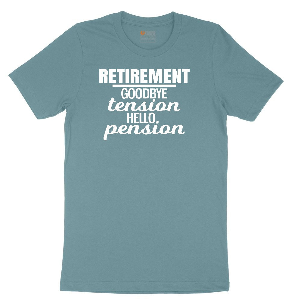 Retirement Goodbye Tension Hello Pension Ladies Short Sleeve Tee - Surf Blackout