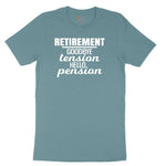 Retirement Goodbye Tension Hello Pension Ladies Short Sleeve Tee - Surf Blackout