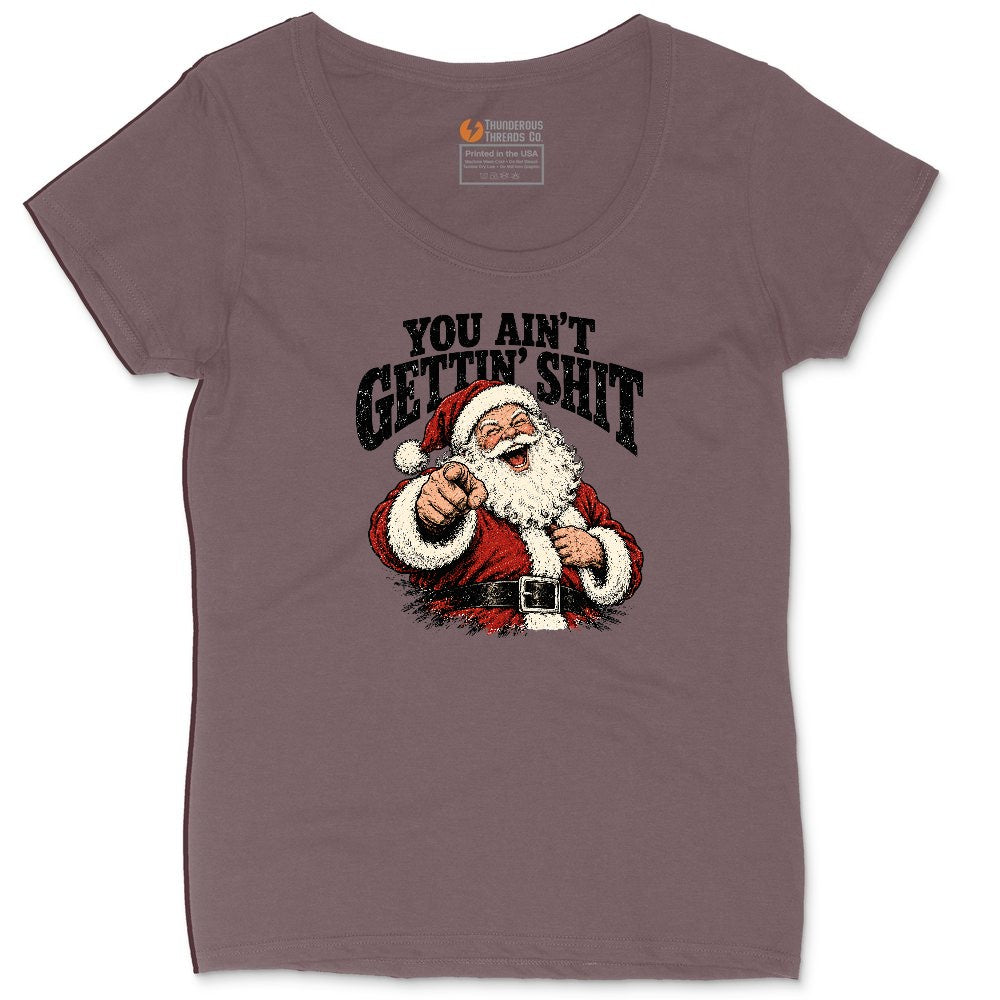 Retro Funny Christmas Santa Claus Sublimation Ladies Curvy Tee - Sangria Blackout