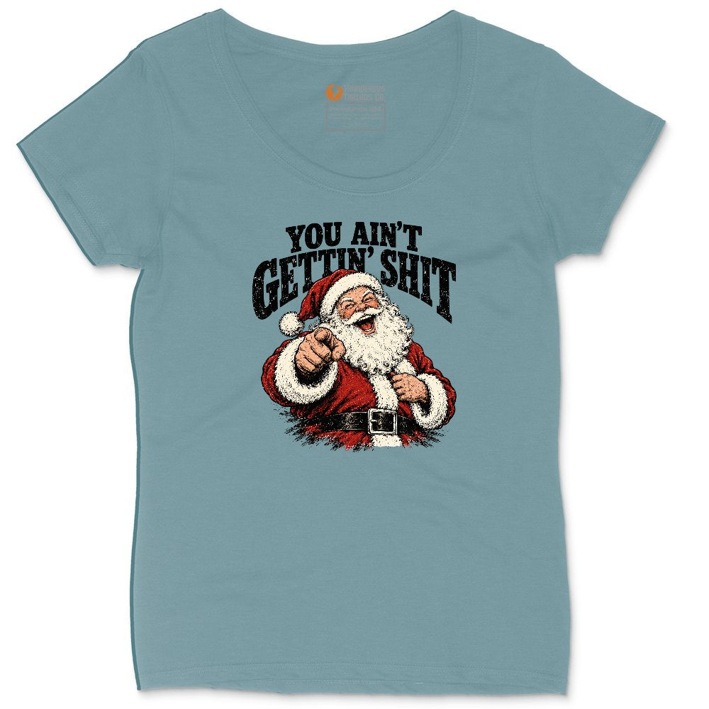 Retro Funny Christmas Santa Claus Sublimation Ladies Curvy Tee - Surf Blackout