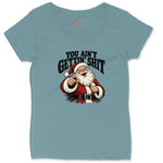 Retro Funny Christmas Santa Claus Sublimation Ladies Curvy Tee - Surf Blackout