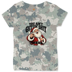 Retro Funny Christmas Santa Claus Sublimation Ladies Curvy Tee - Vintage Camo