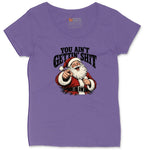 Retro Funny Christmas Santa Claus Sublimation Ladies Curvy Tee - Vintage Purple