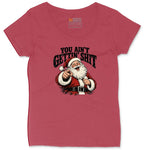 Retro Funny Christmas Santa Claus Sublimation Ladies Curvy Tee - Vintage Red