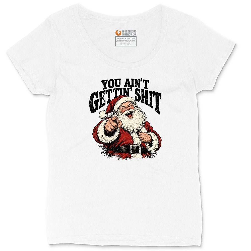 Retro Funny Christmas Santa Claus Sublimation Ladies Curvy Tee - White