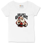 Retro Funny Christmas Santa Claus Sublimation Ladies Curvy Tee - White