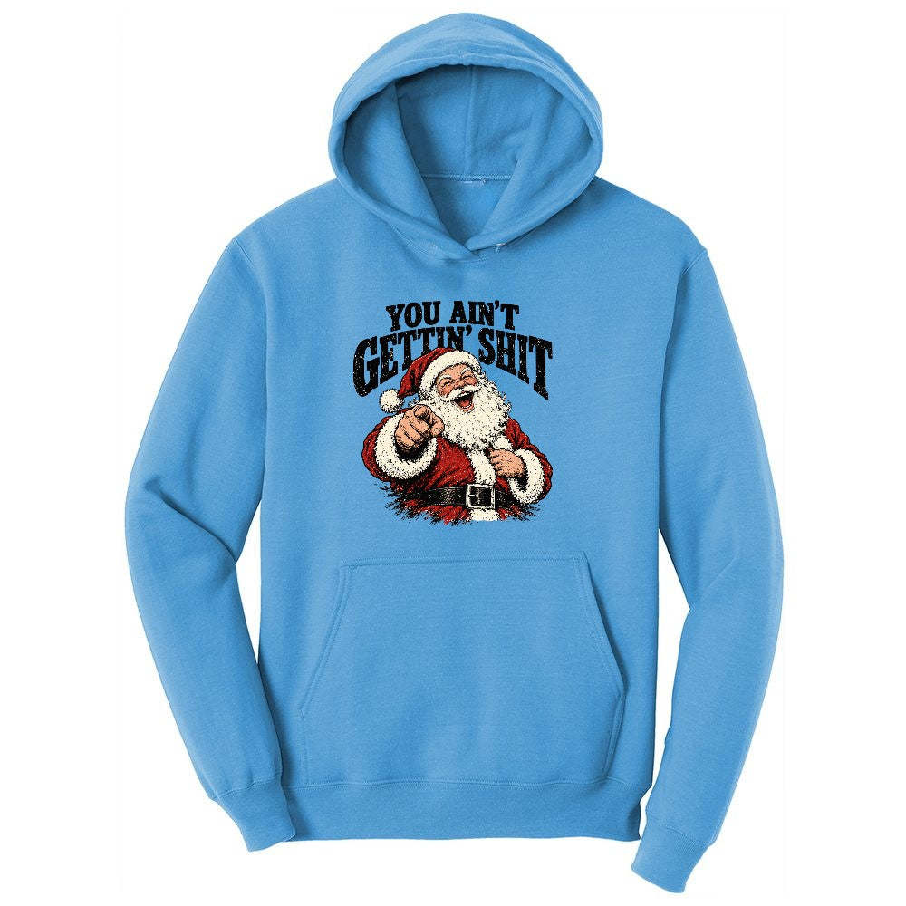 Retro Funny Christmas Santa Claus Sublimation Ladies Hoodie - Aquatic Blue