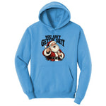 Retro Funny Christmas Santa Claus Sublimation Ladies Hoodie - Aquatic Blue