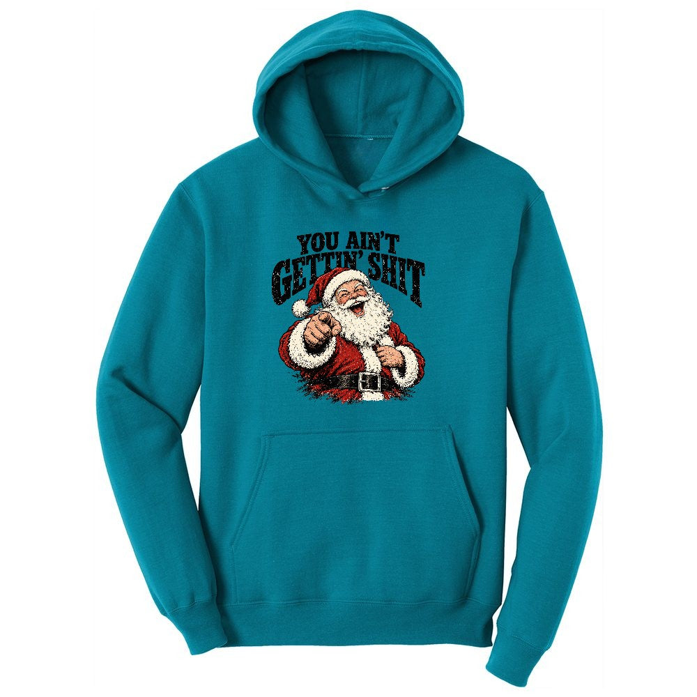 Retro Funny Christmas Santa Claus Sublimation Ladies Hoodie - Teal