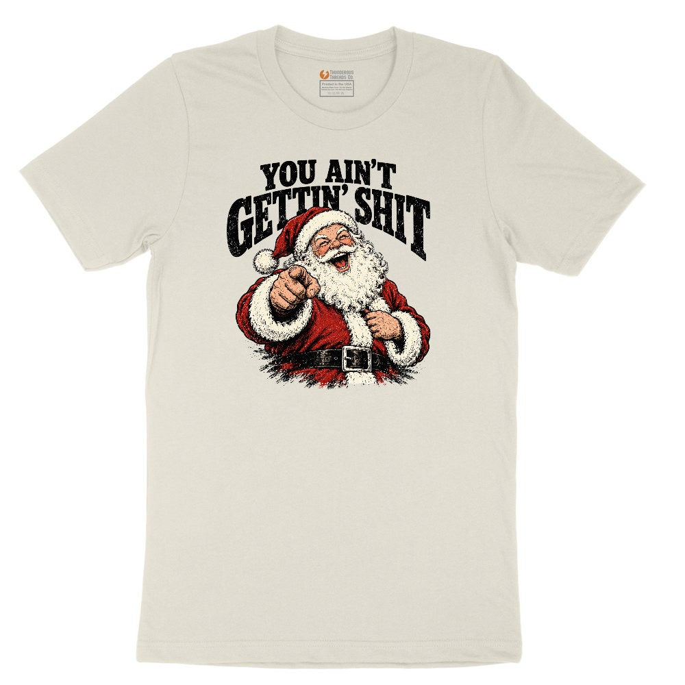 Retro Funny Christmas Santa Claus Sublimation Ladies Short Sleeve Tee - Natural Heather