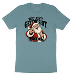 Retro Funny Christmas Santa Claus Sublimation Ladies Short Sleeve Tee - Surf Blackout