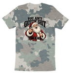 Retro Funny Christmas Santa Claus Sublimation Ladies Short Sleeve Tee - Vintage Camo
