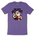Retro Funny Christmas Santa Claus Sublimation Ladies Short Sleeve Tee - Vintage Purple