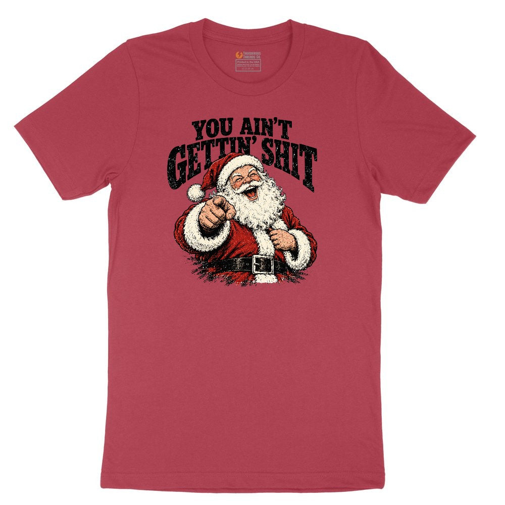 Retro Funny Christmas Santa Claus Sublimation Ladies Short Sleeve Tee - Vintage Red