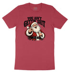 Retro Funny Christmas Santa Claus Sublimation Ladies Short Sleeve Tee - Vintage Red