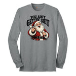 Retro Funny Christmas Santa Claus Sublimation Long Sleeve Tee - Athletic Grey