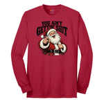 Retro Funny Christmas Santa Claus Sublimation Long Sleeve Tee - Red