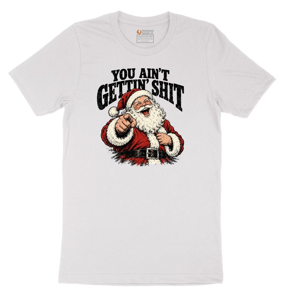 Retro Funny Christmas Santa Claus Sublimation Short Sleeve Tee - White