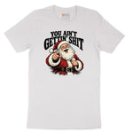 Retro Funny Christmas Santa Claus Sublimation Short Sleeve Tee - White