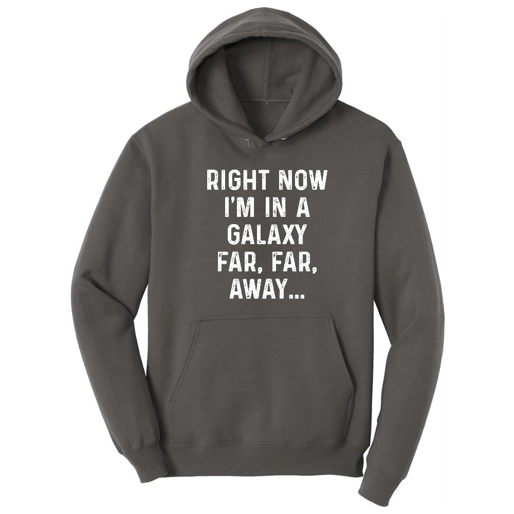 Right Now I'm in a Galaxy Far Far Away - Mens & Ladies T-Shirt Hoodie - Charcoal