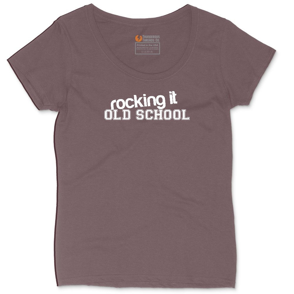 Rocking It Old School Ladies Curvy Tee - Sangria Blackout