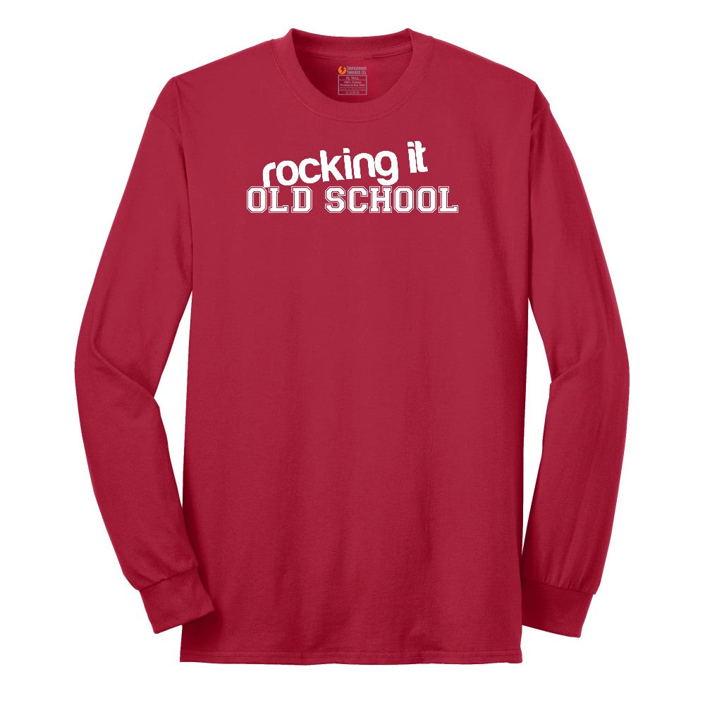 Rocking It Old School - Mens & Ladies T-Shirt Long Sleeve Tee - Red