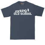 Rocking It Old School tall t-shirt for men in Heather Navy