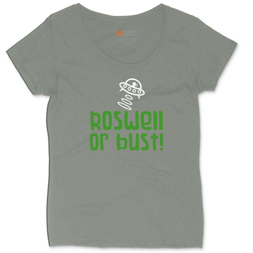 Roswell or Bust Ladies Curvy Tee - Bamboo Blackout