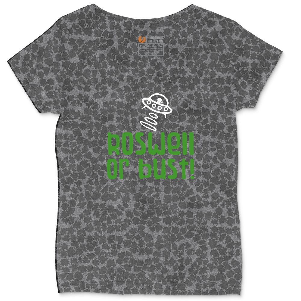 Roswell or Bust Ladies Curvy Tee - Black Leopard
