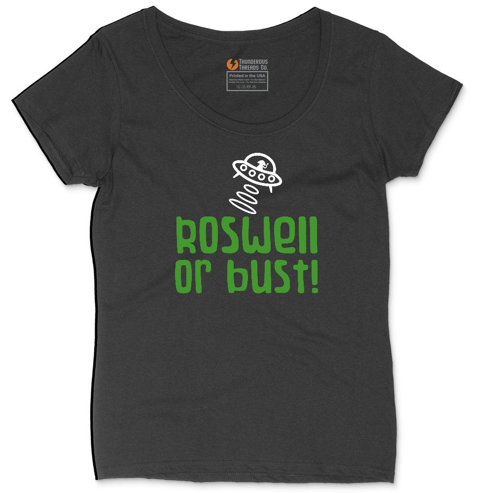 Roswell or Bust Ladies Curvy Tee - Black
