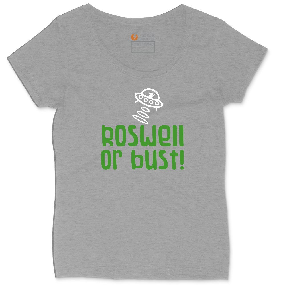 Roswell or Bust Ladies Curvy Tee - Granite Heather