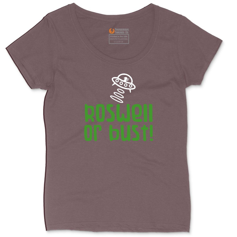 Roswell or Bust Ladies Curvy Tee - Sangria Blackout
