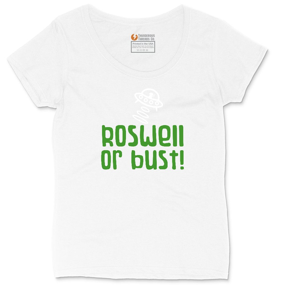 Roswell or Bust Ladies Curvy Tee - White