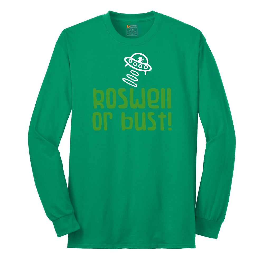 Roswell or Bust Long Sleeve Tee - Kelly Green