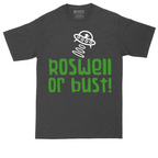 Roswell or Bust tall t-shirt for men in Dark Heather Grey