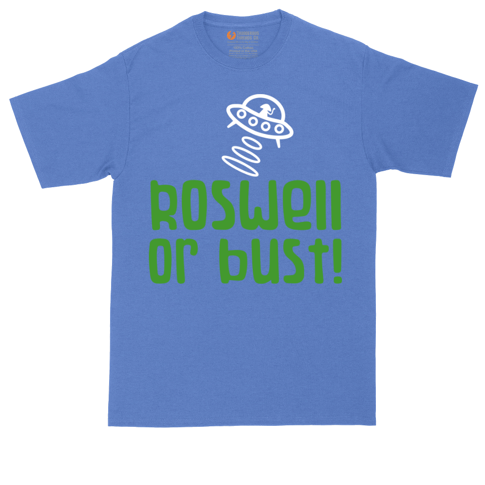 Roswell or Bust tall t-shirt for men in Heather Royal