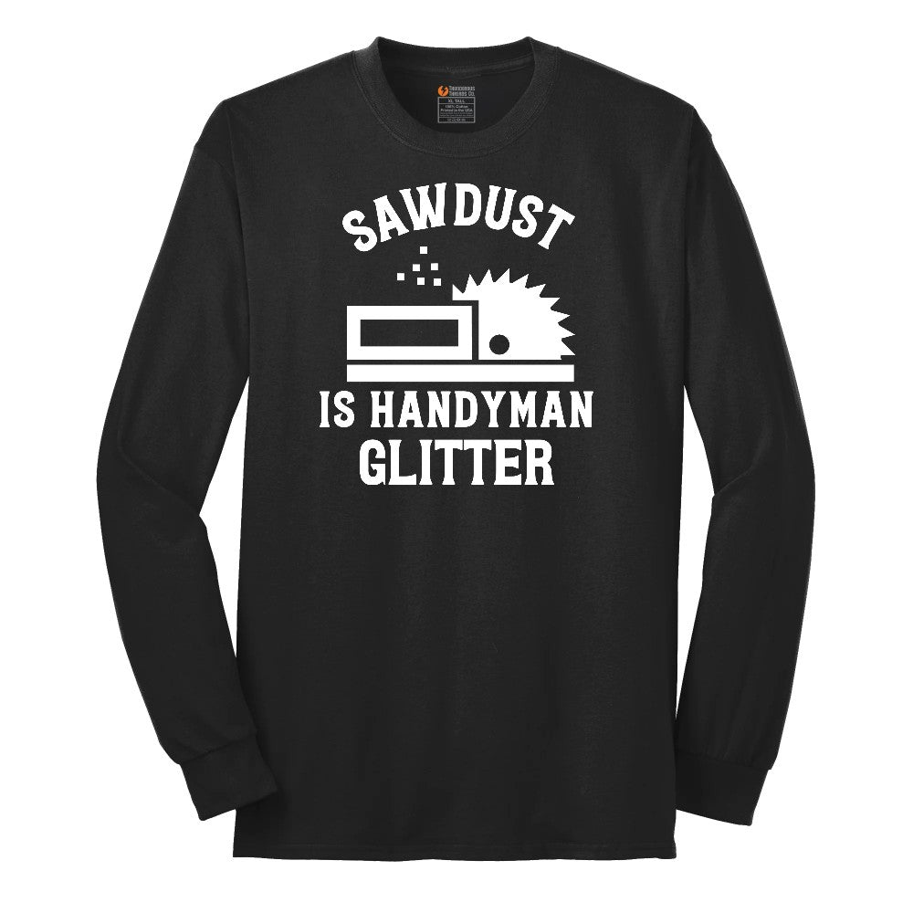 Sawdust is Handyman Glitter Long Sleeve Tee - Jet Black