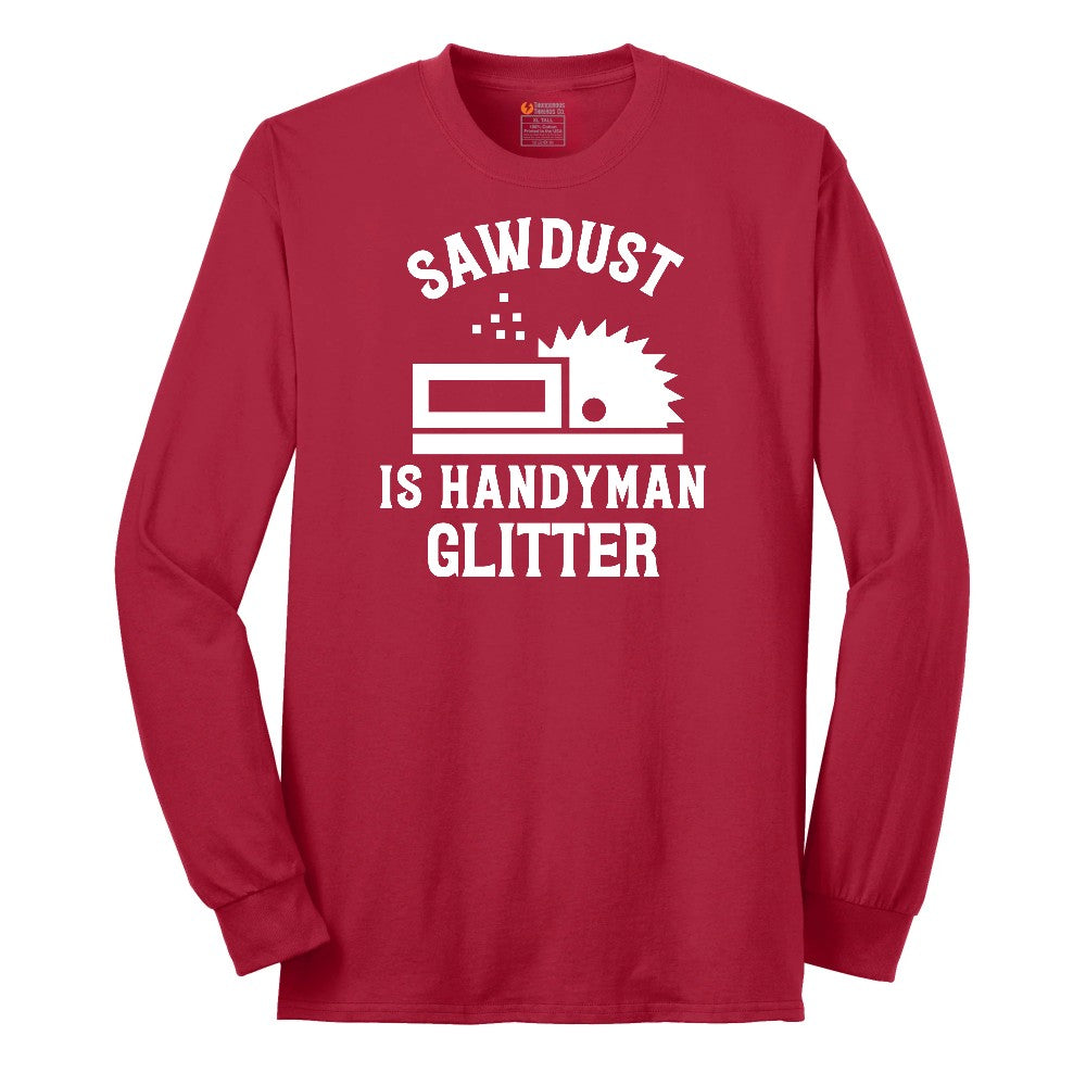 Sawdust is Handyman Glitter Long Sleeve Tee - Red
