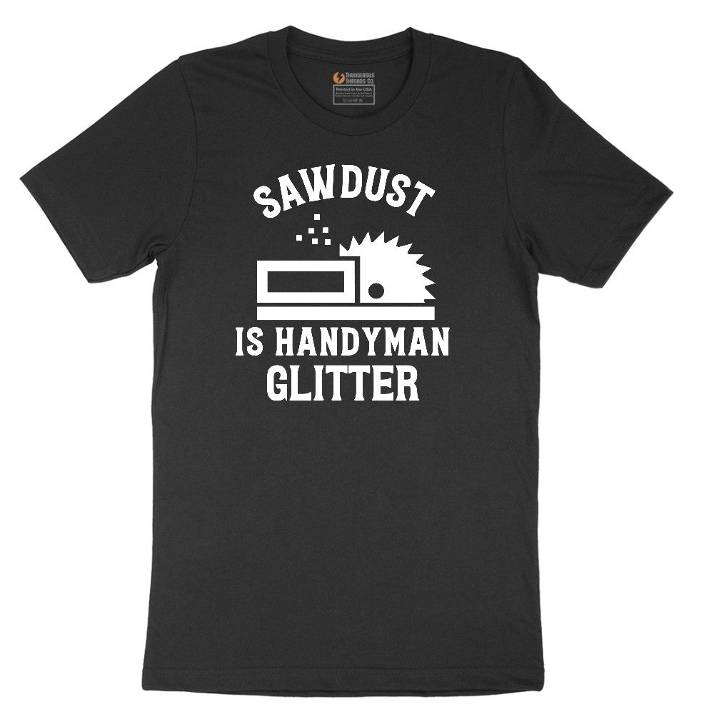 Sawdust is Handyman Glitter Short Sleeve Tee - Jet Black