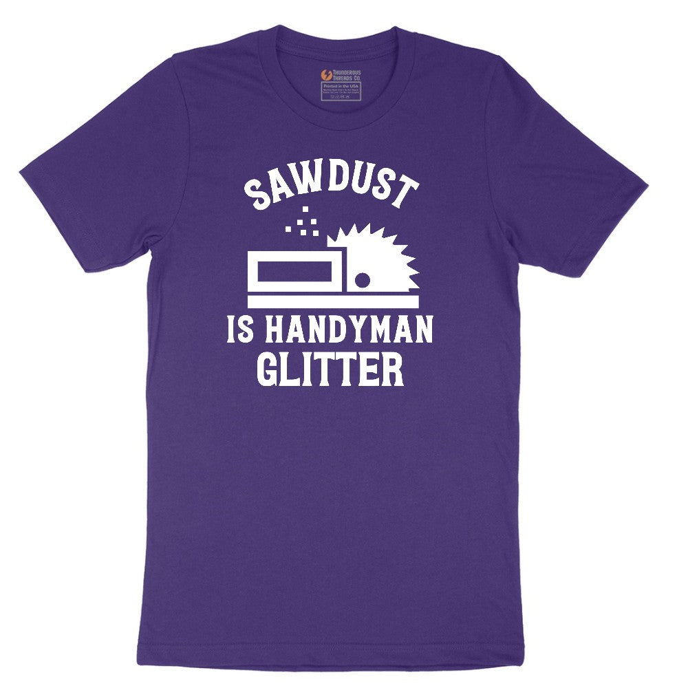 Sawdust is Handyman Glitter Short Sleeve Tee - Team Purple