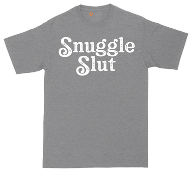 Snuggle Slut tall t-shirt for men in Dark Heather Grey