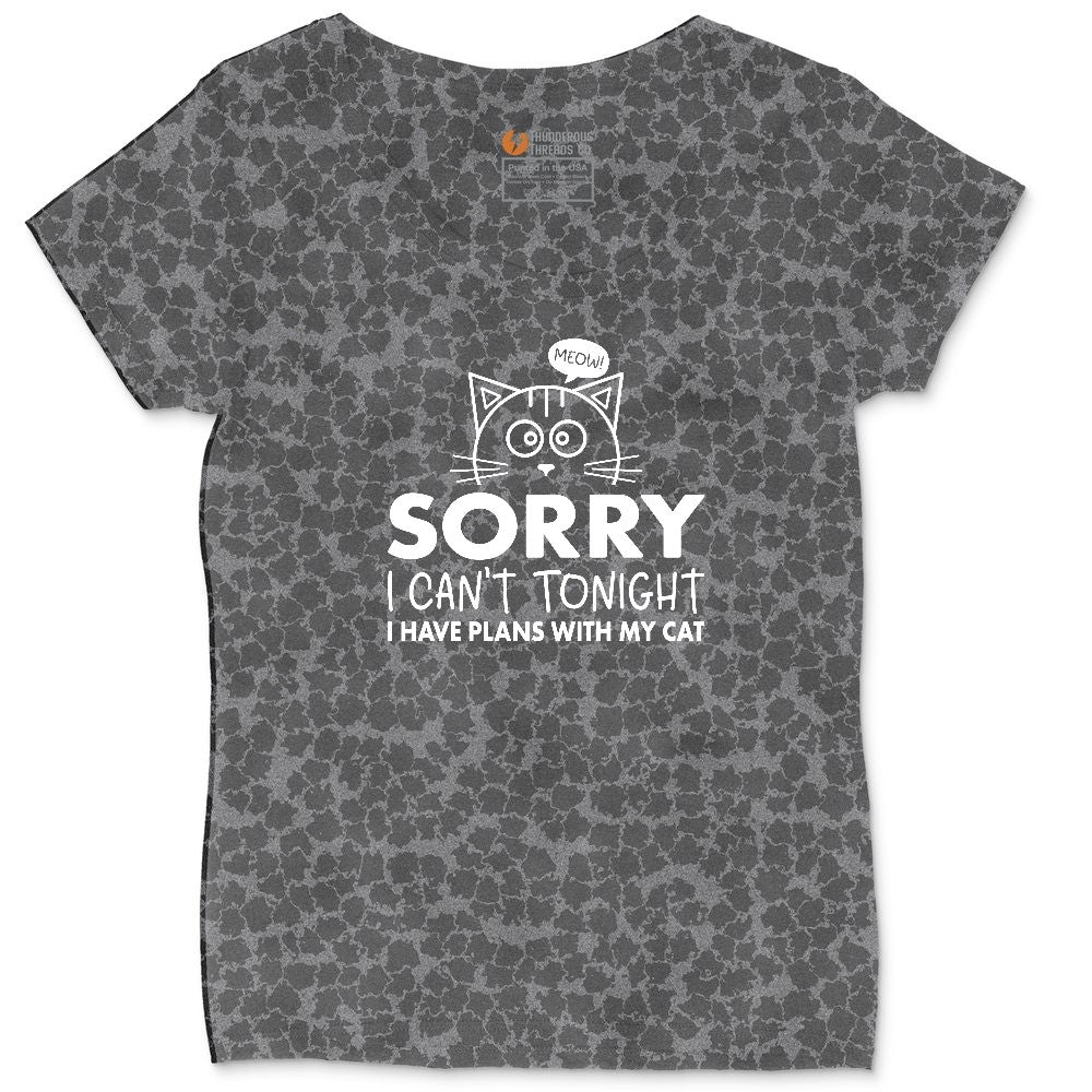 Sorry I Can't I Have Plans with My Cat Ladies Curvy Tee - Black Leopard