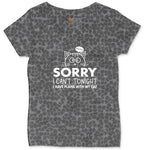 Sorry I Can't I Have Plans with My Cat Ladies Curvy Tee - Black Leopard