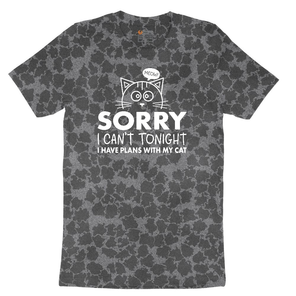 Sorry I Can't I Have Plans with My Cat Ladies Short Sleeve Tee - Black Leopard