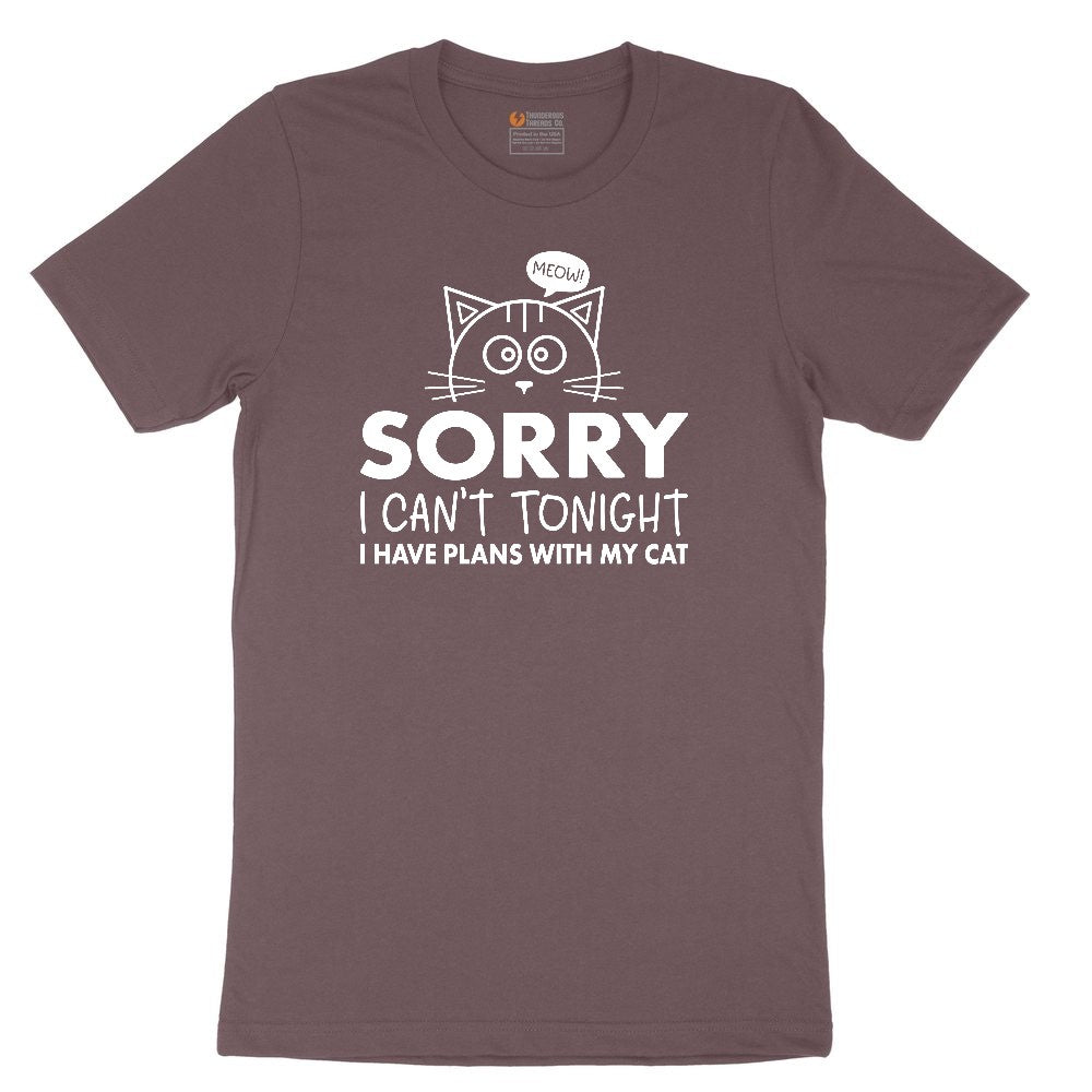 Sorry I Can't I Have Plans with My Cat Ladies Short Sleeve Tee - Sangria Blackout