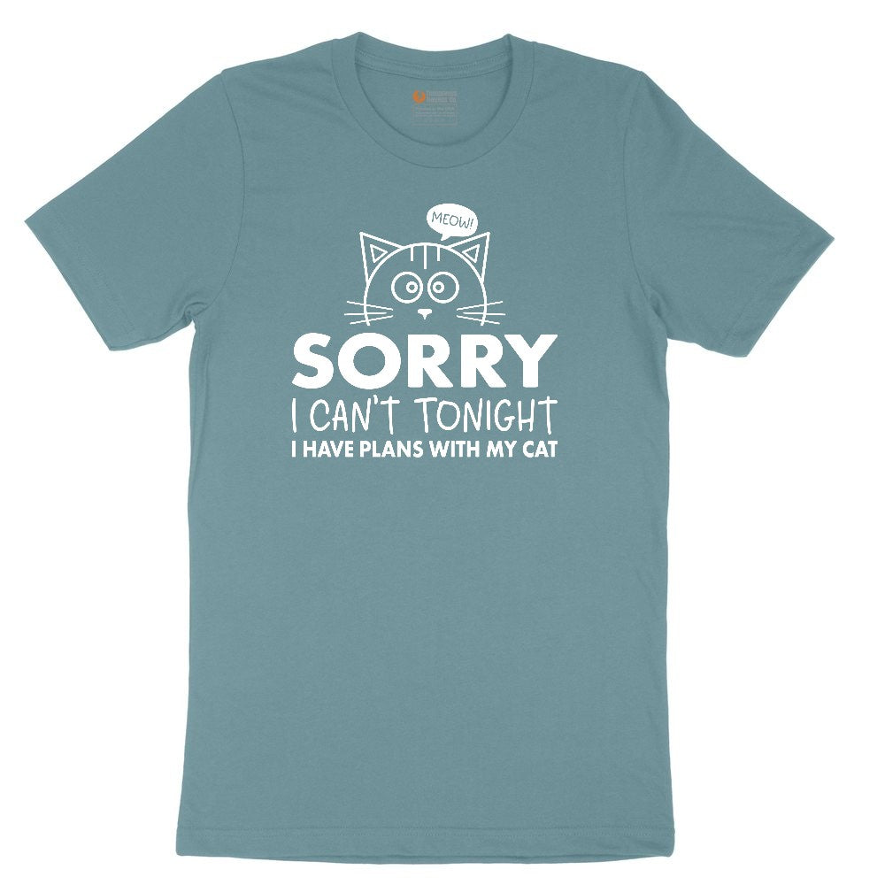 Sorry I Can't I Have Plans with My Cat Ladies Short Sleeve Tee - Surf Blackout